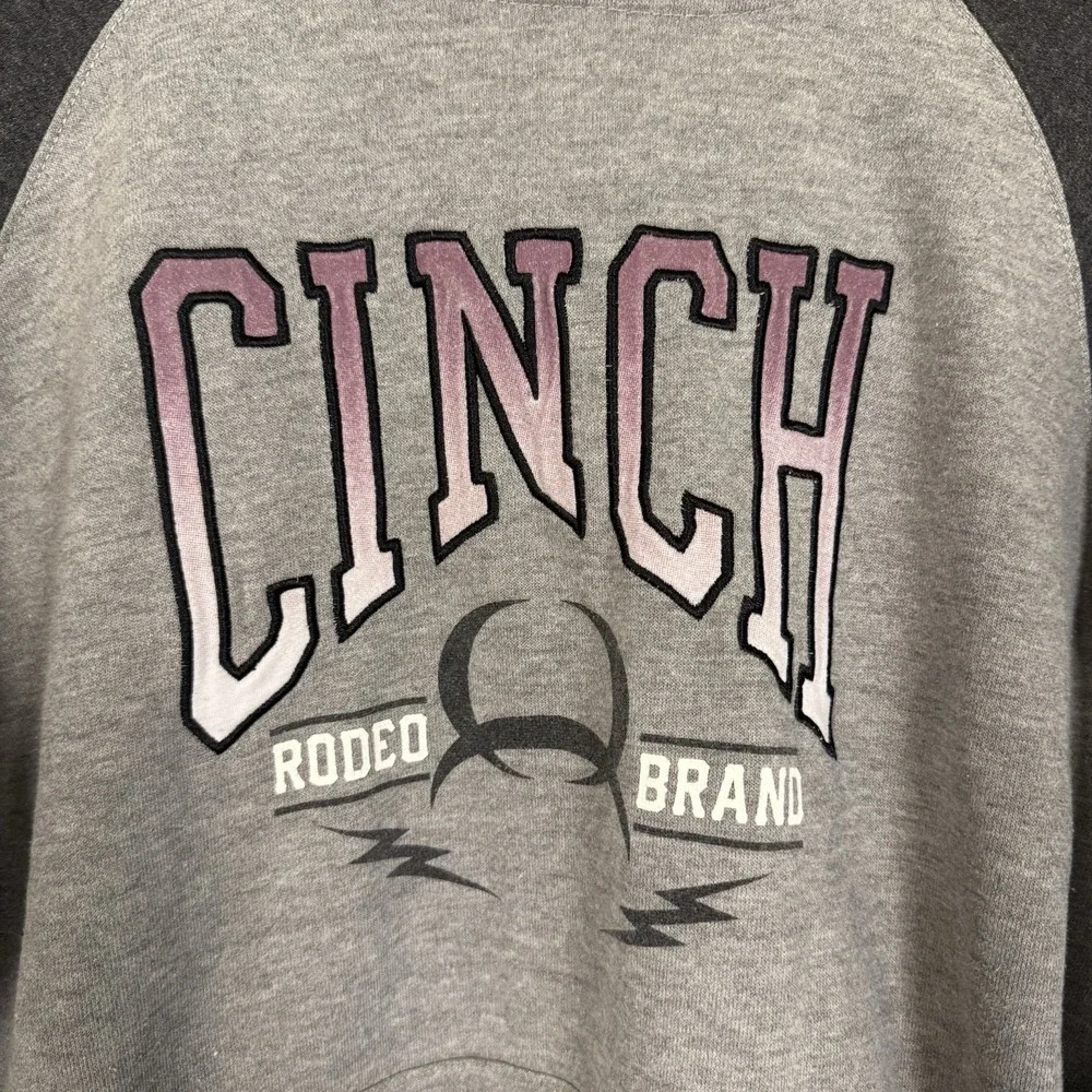 Cinch Sweatshirt Hoodie Youth XXL Grey Pink‎ Rodeo Brand Western Wear Retro